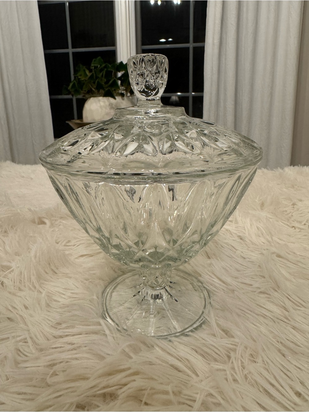 Vintage Anchor Hocking Glass Covered Candy Dish